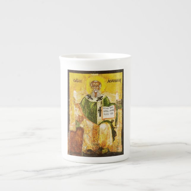 Orthodox Icon of Saint Athanasius of Alexandria Bone China Mug (Front)