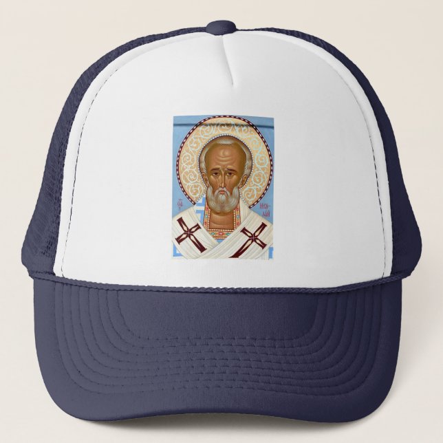 Orthodox Icon of Saint Nicholas The Wonderworker Trucker Hat (Front)