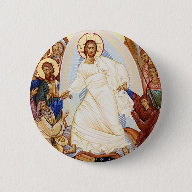Orthodox Icon of the Anastasis Resurrection 2 Inch Round Button (Front)