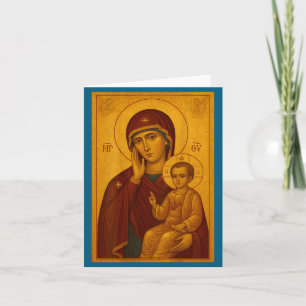 Orthodox Icon Of Theotokos And Baby Jesus Christ  Card