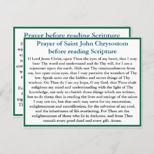 Orthodox prayer before reading scripture card