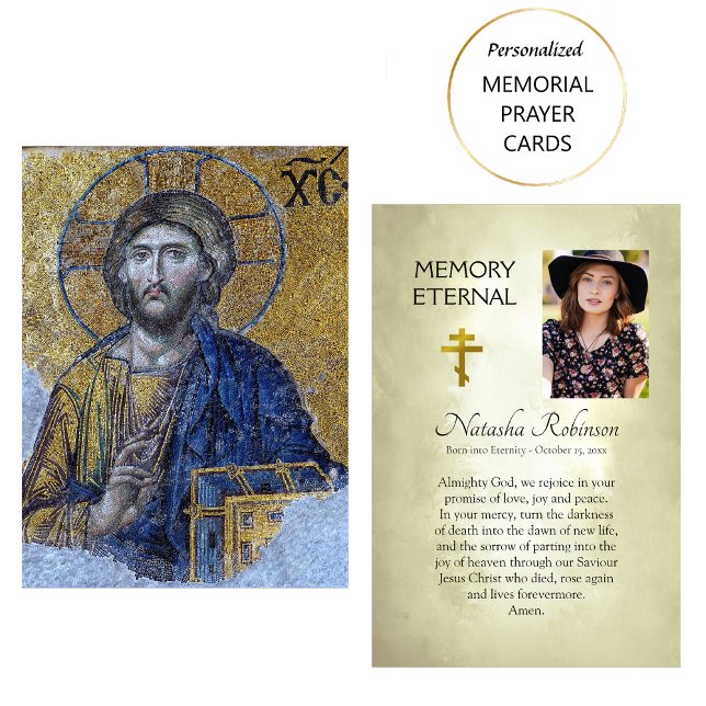 Orthodoxe Christian Funeral Jesus Carte de prière  (Créateur téléchargé)