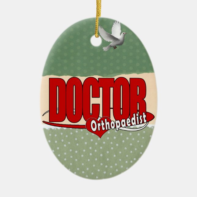 ORTHOPAEDIST LOGO BIG RED DOCTOR CERAMIC ORNAMENT (Front)