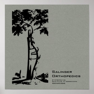 Orthopedic Crooked Tree Grey Faux Flannel Poster