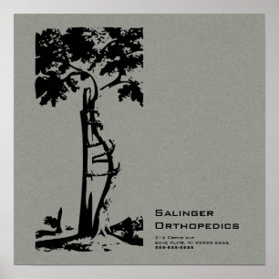 Orthopedic Crooked Tree Grey Faux Flannel Poster