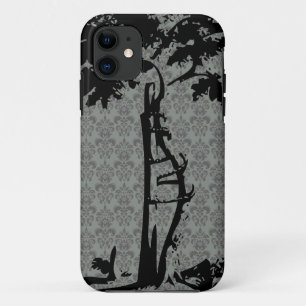 Orthopedic Crooked Tree on Grey Damask iPhone 11 Case
