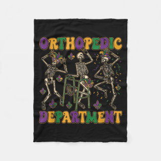 Orthopedic Department Mardi Gras Nurse Skeleton Fleece Blanket