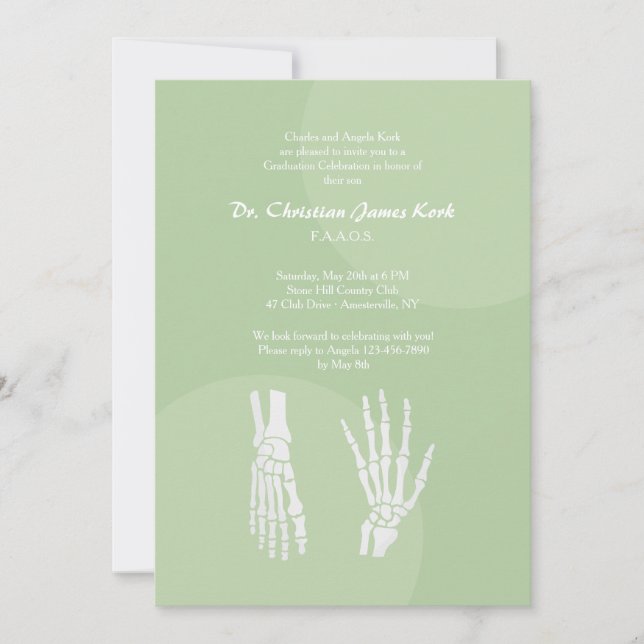 Orthopedic Doctor Graduation Invitation (Front)