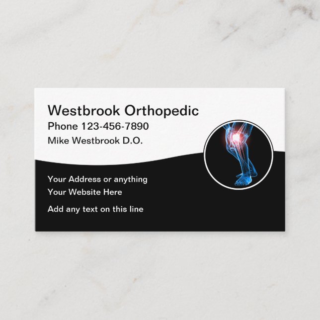 Orthopedic Medical Office Professional Business Card (Front)