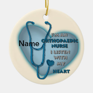 Orthopedic Nurse Blue Heart Ceramic Ornament
