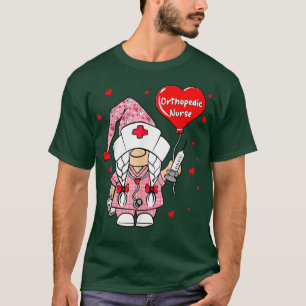 Orthopedic Nurse Funny Gnome Heart Valentines Day T-Shirt