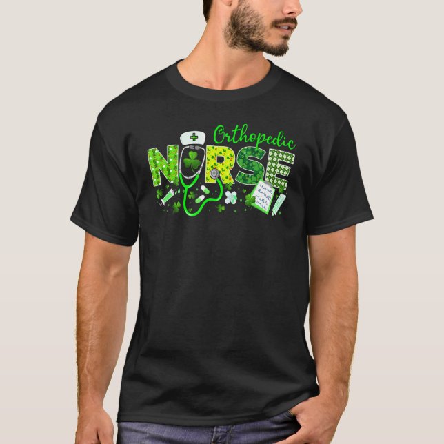 Orthopedic Nurse St Patricks Day Love Stethoscope  T-Shirt (Front)