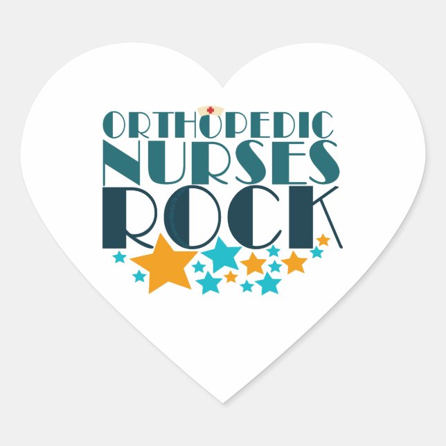 Orthopedic Nurses Rock Heart Sticker (Front)