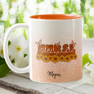 Orthopedic Ortho RN Nurse Orange Glitter Two-Tone Coffee Mug