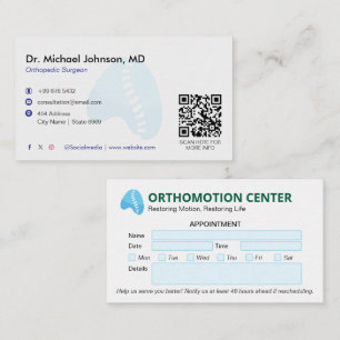 Orthopedic Physical Therapy   Modern Appointment Business Card