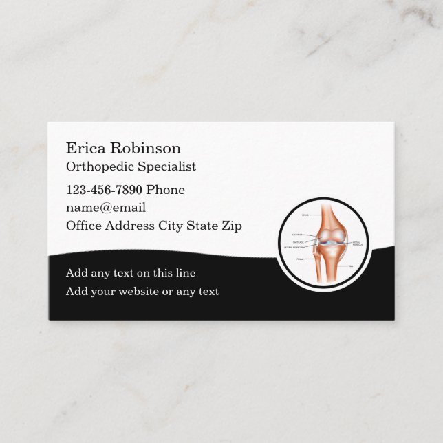 Orthopedic Specialist Medical Business Cards (Front)