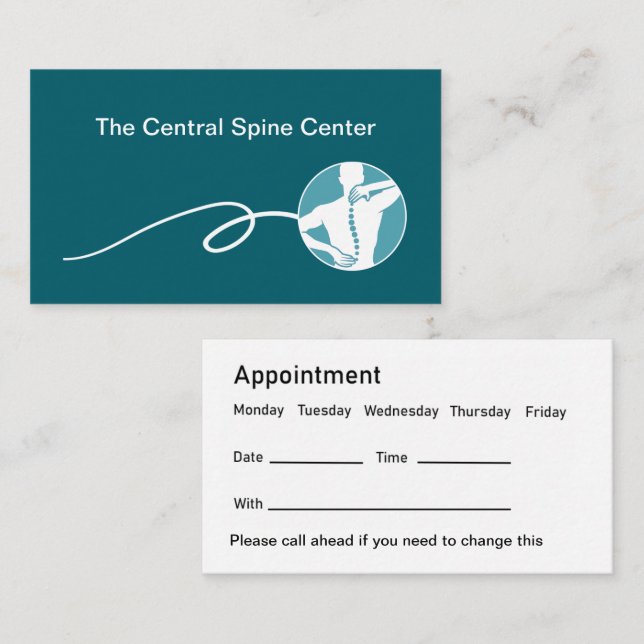Orthopedic Spine Care Appointment Business Cards  (Front/Back)