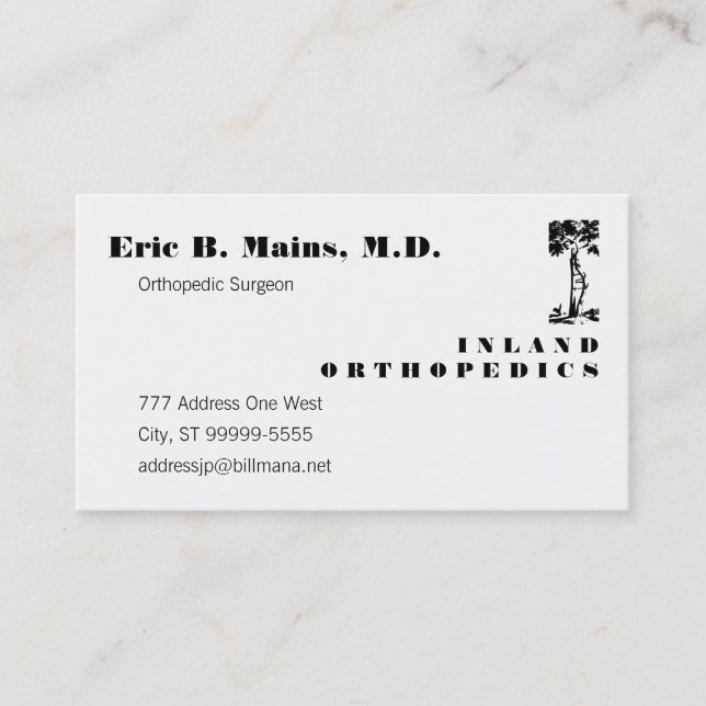Orthopedic Surgeon Crooked Tree Normande Business Card (Front)