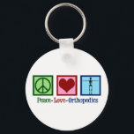 Orthopedist Peace Love Orthopedics Office Keychain<br><div class="desc">Peace Love Orthopedics. A cute Christmas gift for an orthopaedic surgeon or orthopedist who works with the musculoskeletal system and patients who need shoulder and hip surgery. A peace sign,  heart,  and a skeleton.</div>