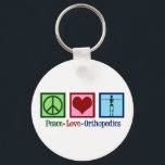 Orthopedist Peace Love Orthopedics Office Keychain<br><div class="desc">Peace Love Orthopedics. A cute Christmas gift for an orthopaedic surgeon or orthopedist who works with the musculoskeletal system and patients who need shoulder and hip surgery. A peace sign,  heart,  and a skeleton.</div>