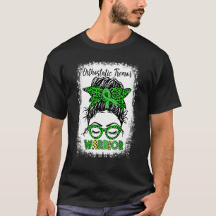 Orthostatic Tremor Warrior Messy Bun Green Ribbon T-Shirt