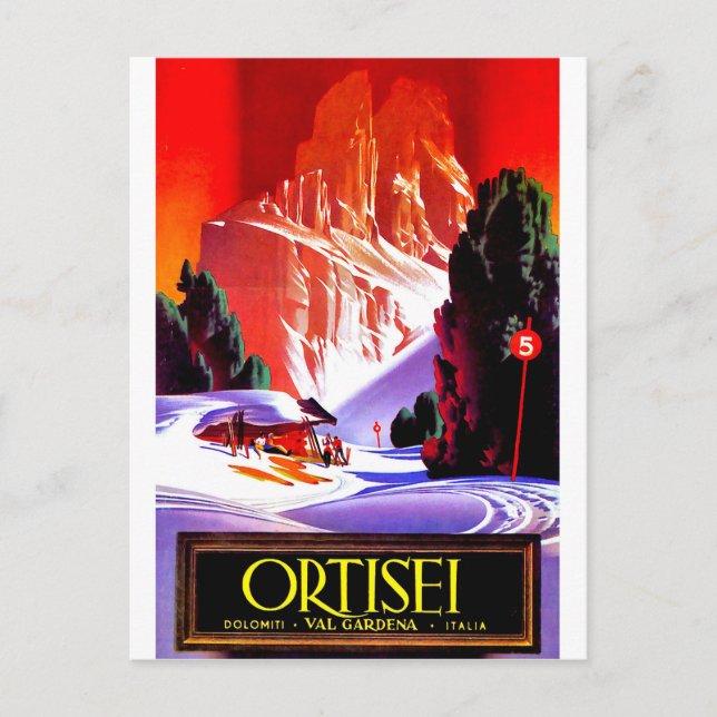 Ortisei, Dolomiti Alps, Val Gardena ski, Italy Postcard (Front)