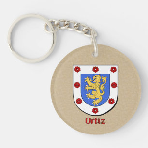 Ortiz Historical Shield and Spanish Flag Keychain