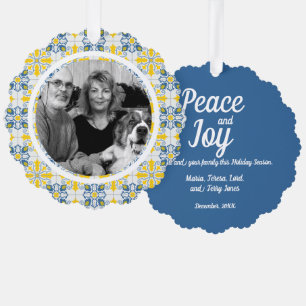 ortuguese Tiles Photo frame for family Christmas Ornament Card