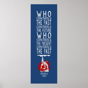 Orwell 1984  for dark background  who controls the poster