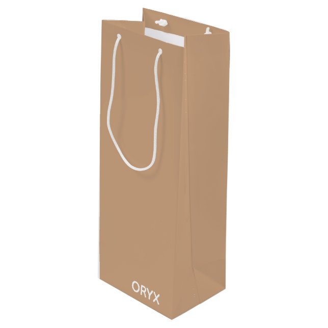 Oryx brown beige color name wine gift bag (Front Angled)