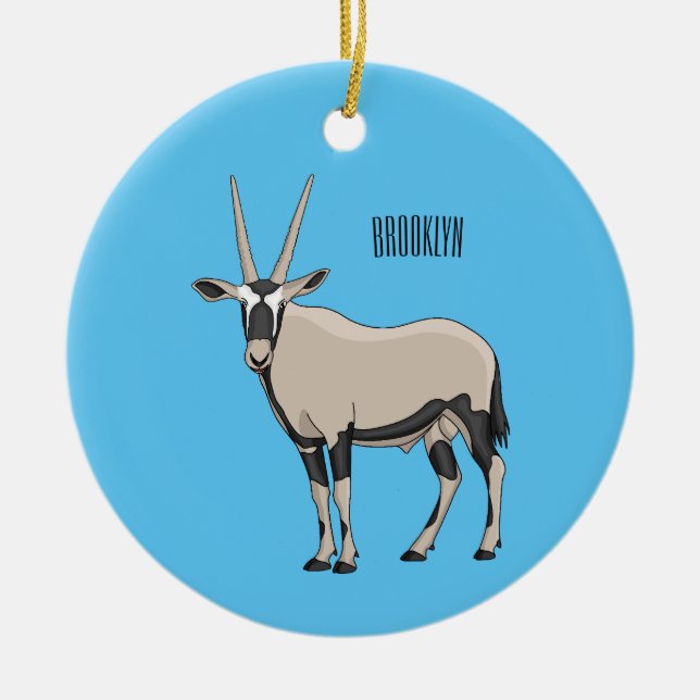 Oryx cartoon illustration ceramic ornament (Front)