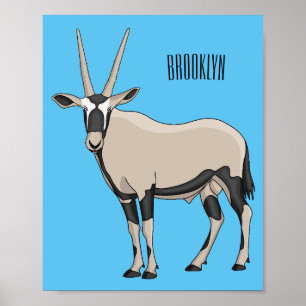Oryx cartoon illustration poster