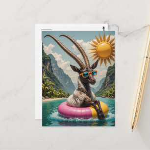 Oryx in Sunglasses enjoys Float Trip Postcard