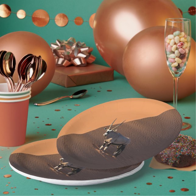 Oryx on the edge, Namibia Paper Plate (Multi)