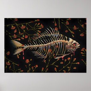 Os de poisson avec fleurs - impression mini 5x7in