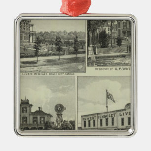 Osage, Mound, and Burlington, Kansas Metal Ornament