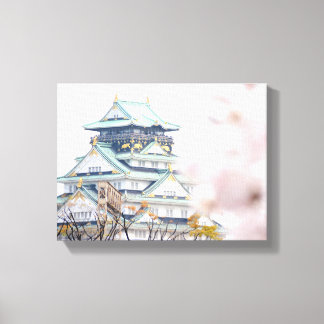 Osaka Castle Beyond Cherry Blossoms Canvas Print