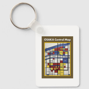 OSAKA central map Piet Mondrian style Keychain