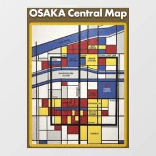 OSAKA central map Piet Mondrian style Window Cling