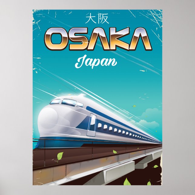 Osaka Japan bullet Train Vintage travel poster (Front)