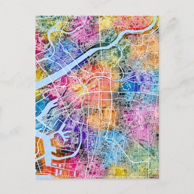 Osaka Japan City Map Postcard (Front)