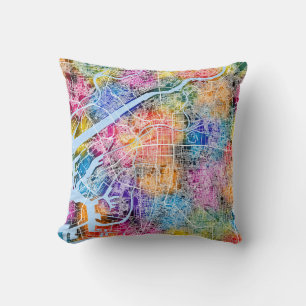 Osaka Japan City Map Throw Pillow