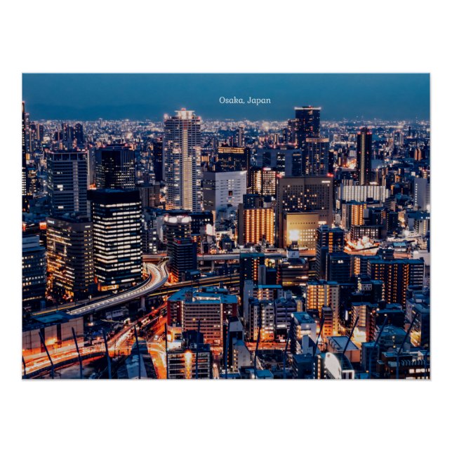 Osaka Japan cityscape photograph Poster (Front)