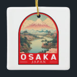 Osaka Japan Mount Fuji Travel Art Emblem Ceramic Ornament<br><div class="desc">Osaka retro vector travel design. It's known for its modern architecture,  nightlife and hearty street food. The 16th-century shogunate Osaka Castle,  which has undergone several restorations,  is its main historical landmark.</div>