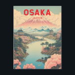 Osaka Japan Mount Fuji Travel Art Vintage Postcard<br><div class="desc">Osaka retro vector travel design. It's known for its modern architecture,  nightlife and hearty street food. The 16th-century shogunate Osaka Castle,  which has undergone several restorations,  is its main historical landmark.</div>