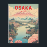 Osaka Japan Mount Fuji Travel Art Vintage Postcard<br><div class="desc">Osaka retro vector travel design. It's known for its modern architecture,  nightlife and hearty street food. The 16th-century shogunate Osaka Castle,  which has undergone several restorations,  is its main historical landmark.</div>