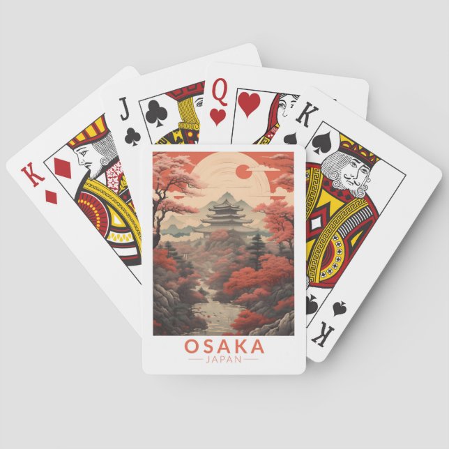 Osaka Japan Travel Art Vintage Playing Cards (Back)