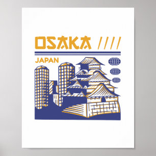 Osaka Japan Urban Heritage Retro Travel Design Poster