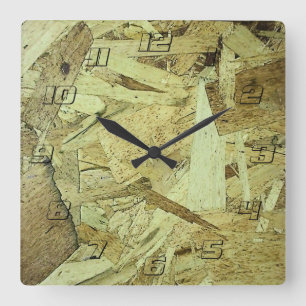 OSB Chip Board Plywood Square Wall Clock