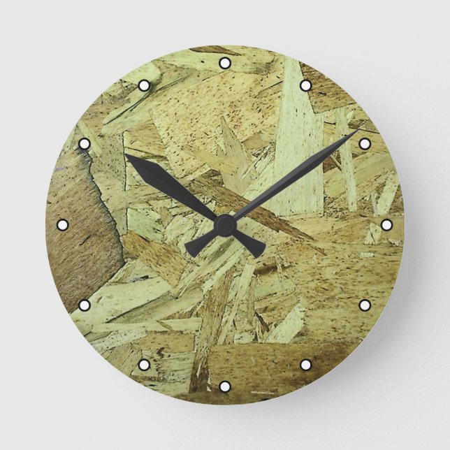 OSB Chip Board Plywood with Dots Round Clock (Front)